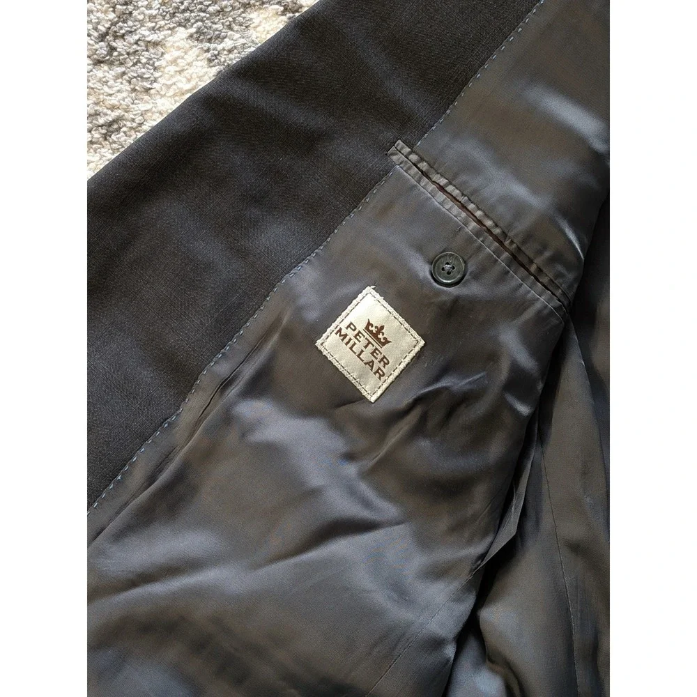 Peter Millar Mens Charcoal Gray 2 Button Double Vent Blazer Jacket 46R - Picture 10 of 12
